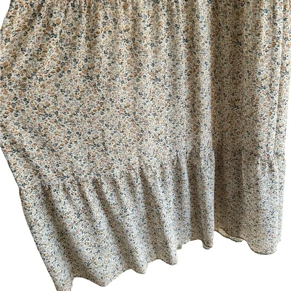 Wishlist Apparel Floral Cream Maxi Ruffle V-neck Lined  Boho Dress Sz Medium - Picture 9 of 14